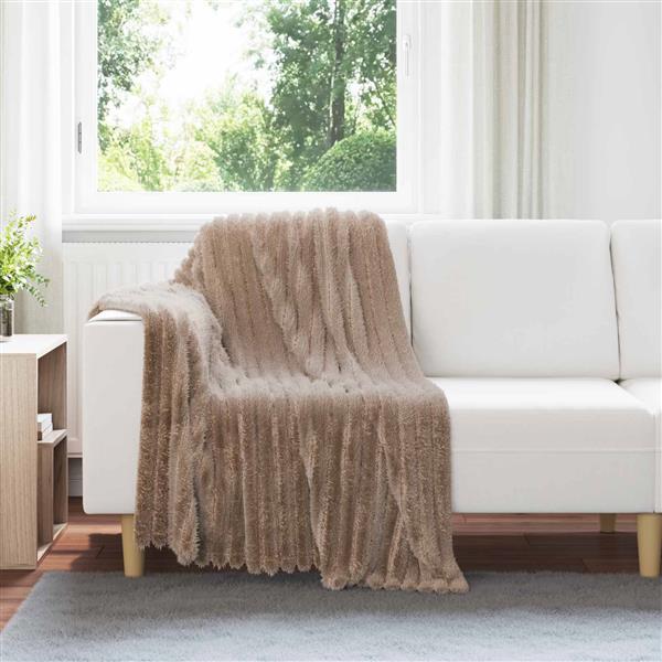 Grote foto vidaxl gooi deken kameel 150 x 130 cm fleece huis en inrichting bedden