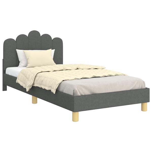 Grote foto vidaxl bedframe voor kinderen met hoofdbord donkergrijs 80 x 200 cm antiek en kunst stoelen en banken