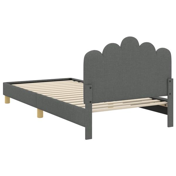 Grote foto vidaxl bedframe voor kinderen met hoofdbord donkergrijs 80 x 200 cm antiek en kunst stoelen en banken
