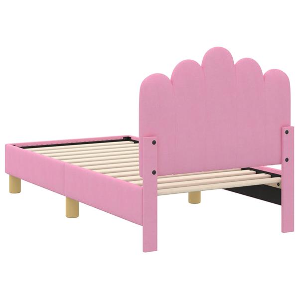 Grote foto vidaxl peuterbedframe met hoofdbord roze 70 x 140 cm stof antiek en kunst stoelen en banken