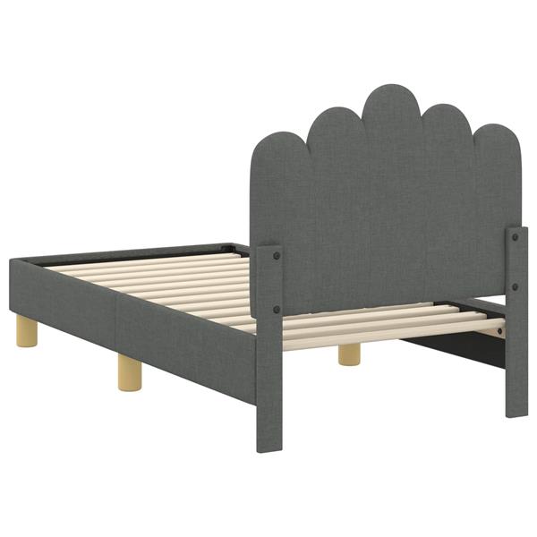 Grote foto vidaxl peuterbedframe met hoofdbord donkergrijs 70 x 140 cm stof antiek en kunst stoelen en banken