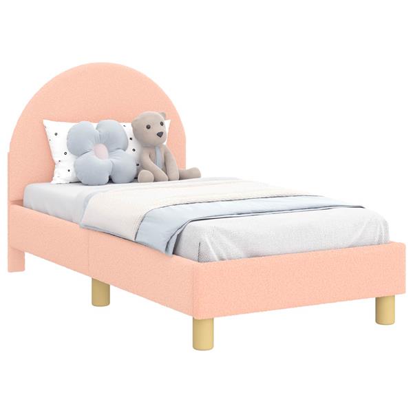 Grote foto vidaxl peuterbedframe met hoofdbord roze 70 x 140 cm schapenstof antiek en kunst stoelen en banken