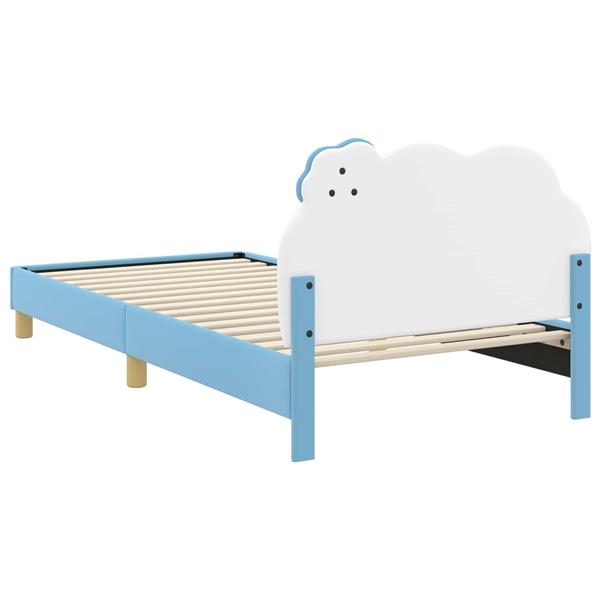 Grote foto vidaxl bedframe voor kinderen met hoofdbord blauw 90 x 190 cm pu antiek en kunst stoelen en banken