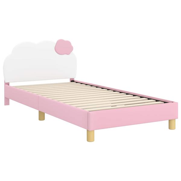 Grote foto vidaxl bedframe voor kinderen met hoofdbord roze 90 x 190 cm pu antiek en kunst stoelen en banken