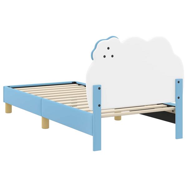 Grote foto vidaxl bedframe voor kinderen met hoofdbord blauw 80 x 160 cm pu antiek en kunst stoelen en banken