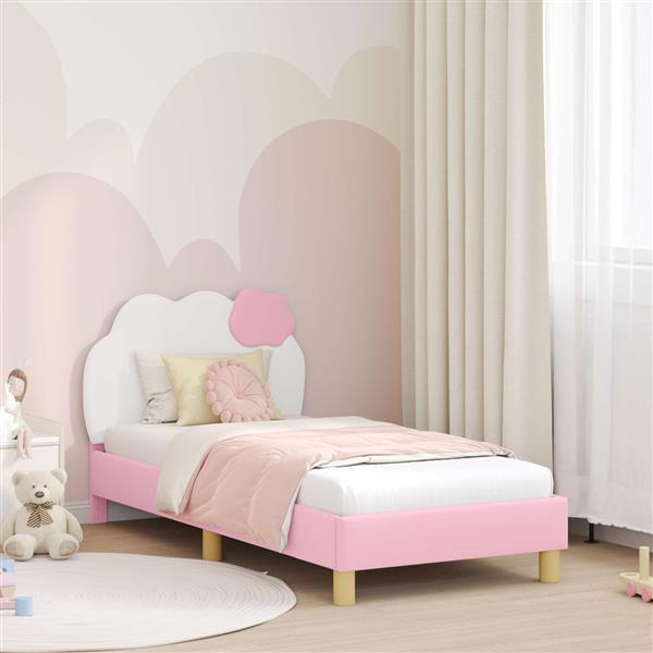 Grote foto vidaxl bedframe voor kinderen met hoofdbord roze 80 x 160 cm pu antiek en kunst stoelen en banken