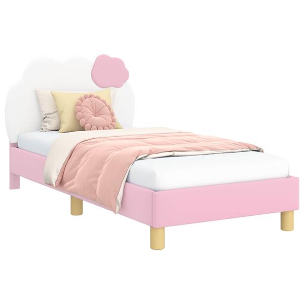 Grote foto vidaxl bedframe voor kinderen met hoofdbord roze 80 x 160 cm pu antiek en kunst stoelen en banken
