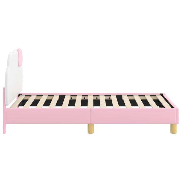 Grote foto vidaxl bedframe voor kinderen met hoofdbord roze 80 x 160 cm pu antiek en kunst stoelen en banken