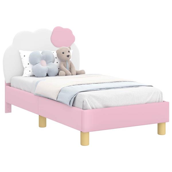 Grote foto vidaxl peuterbedframe met hoofdbord met hoofdeinde roze 70 x 140 cm pu antiek en kunst stoelen en banken