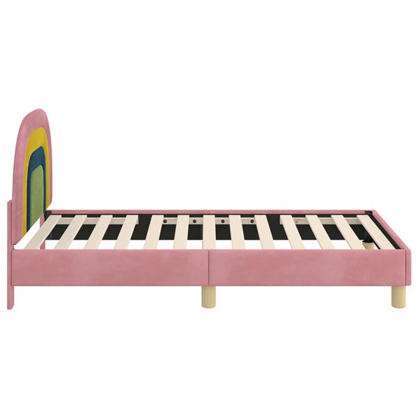 Grote foto vidaxl bedframe voor kinderen met hoofdbord roze 80 x 160 cm fluweel antiek en kunst stoelen en banken