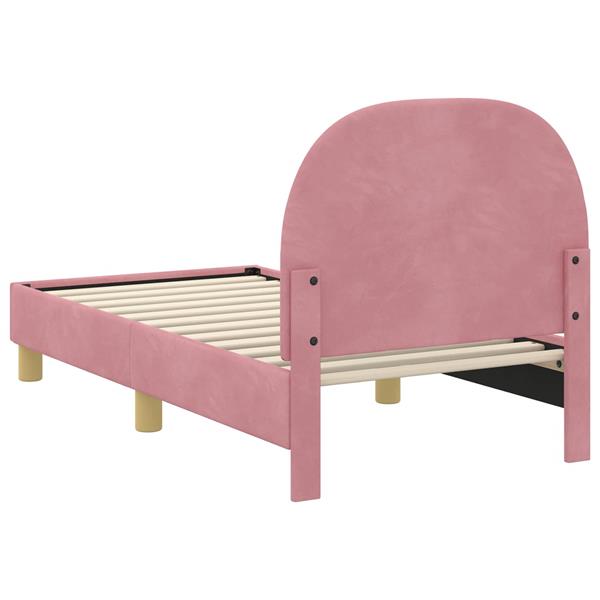 Grote foto vidaxl peuterbedframe met hoofdbord roze 70 x 140 cm fluweel antiek en kunst stoelen en banken