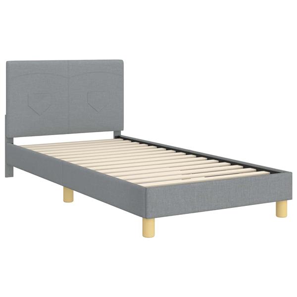 Grote foto vidaxl bedframe voor kinderen met hoofdbord lichtgrijs 90 x 200 cm antiek en kunst stoelen en banken