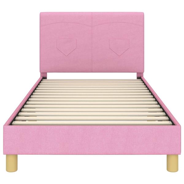 Grote foto vidaxl bedframe voor kinderen met hoofdbord roze 90 x 190 cm stof antiek en kunst stoelen en banken