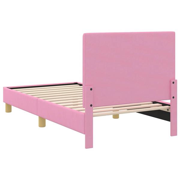 Grote foto vidaxl bedframe voor kinderen met hoofdbord roze 80 x 160 cm stof antiek en kunst stoelen en banken