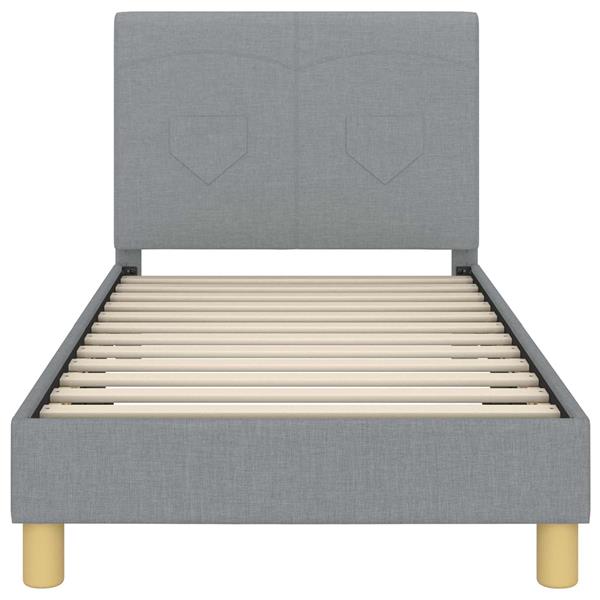 Grote foto vidaxl bedframe voor kinderen met hoofdbord lichtgrijs 80 x 160 cm antiek en kunst stoelen en banken