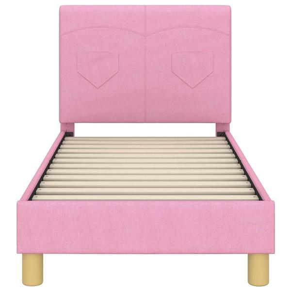 Grote foto vidaxl peuterbedframe met hoofdbord roze 70 x 140 cm stof antiek en kunst stoelen en banken