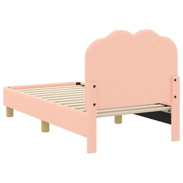 Grote foto vidaxl peuterbedframe met hoofdbord roze 70 x 140 cm schapenstof antiek en kunst stoelen en banken