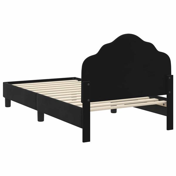 Grote foto vidaxl bedframe voor kinderen met hoofdbord zwart 80 x 160 cm fluweel antiek en kunst stoelen en banken