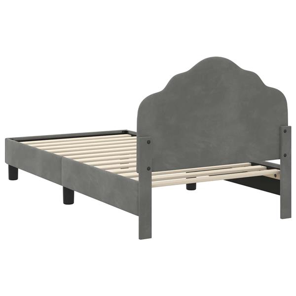 Grote foto vidaxl bedframe voor kinderen met hoofdbord donkergrijs 80 x 160 cm antiek en kunst stoelen en banken
