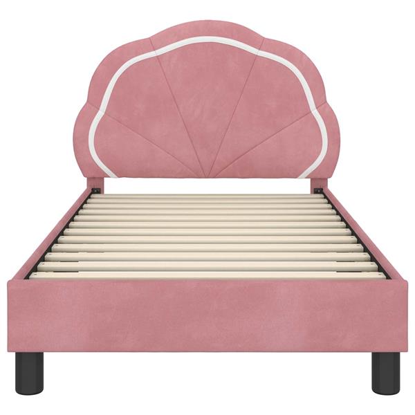 Grote foto vidaxl bedframe voor kinderen met hoofdbord roze 80 x 160 cm fluweel antiek en kunst stoelen en banken