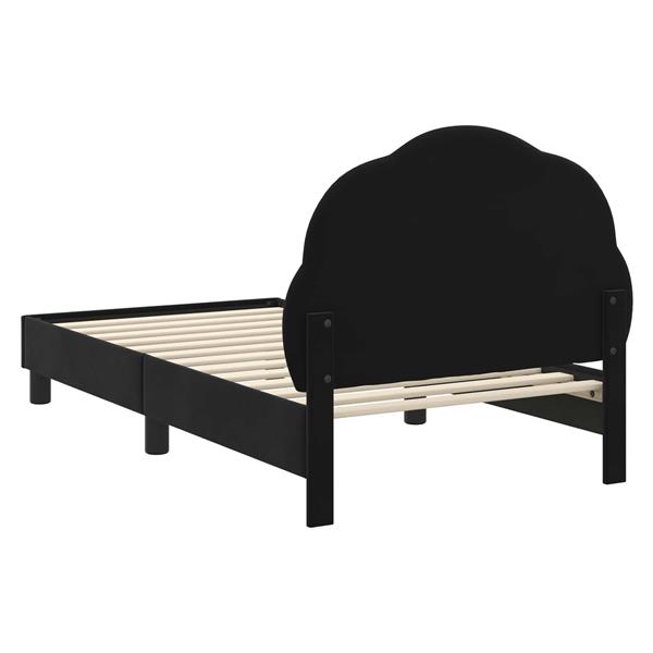 Grote foto vidaxl bedframe voor kinderen met hoofdbord zwart 80 x 160 cm fluweel antiek en kunst stoelen en banken