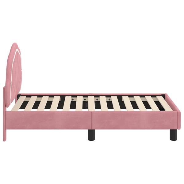 Grote foto vidaxl peuterbedframe met hoofdbord roze 70 x 140 cm fluweel antiek en kunst stoelen en banken