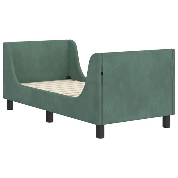 Grote foto vidaxl peuterbedframe met hoofdbord zeegroen 70 x 140 cm fluweel antiek en kunst stoelen en banken