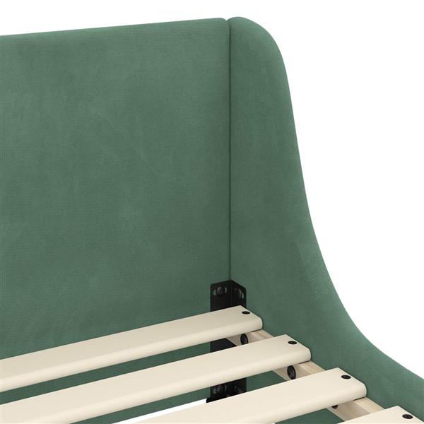 Grote foto vidaxl peuterbedframe met hoofdbord zeegroen 70 x 140 cm fluweel antiek en kunst stoelen en banken