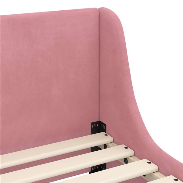 Grote foto vidaxl peuterbedframe met hoofdbord roze 70 x 140 cm fluweel antiek en kunst stoelen en banken
