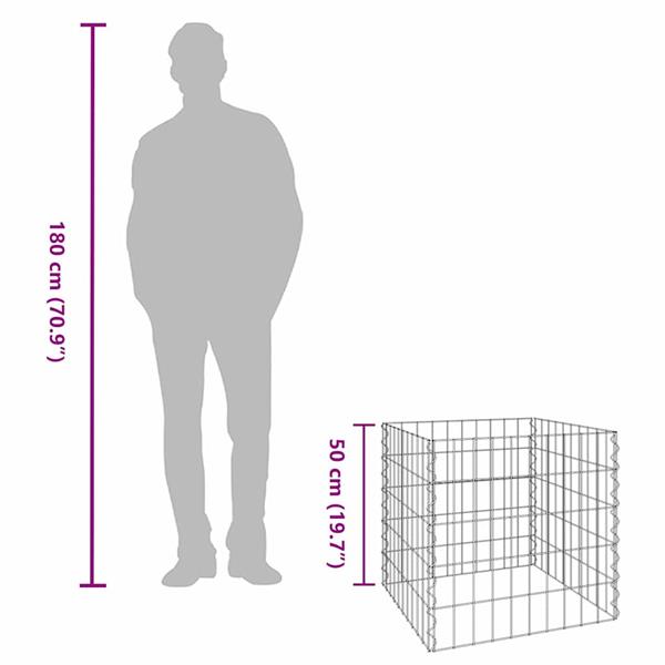 Grote foto vidaxl vierkante composter 50 x 50 x 50 cm ijzer tuin en terras hekken en schuttingen