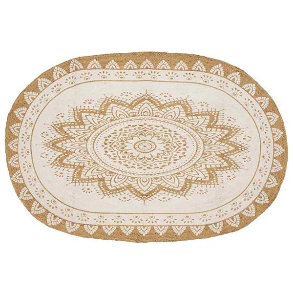 Grote foto vidaxl jute tapijt bloemen naturel 152 x 245 cm jute huis en inrichting vloerbedekking en kleden