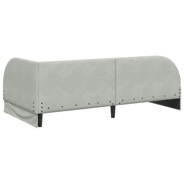 Grote foto vidaxl hoekbedframe lichtgrijs 90 cm x 190 cm polyester en multiplex antiek en kunst stoelen en banken