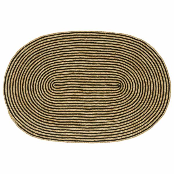 Grote foto vidaxl vloerkleed natuurlijk en zwart 100 x 152 cm jute huis en inrichting vloerbedekking en kleden