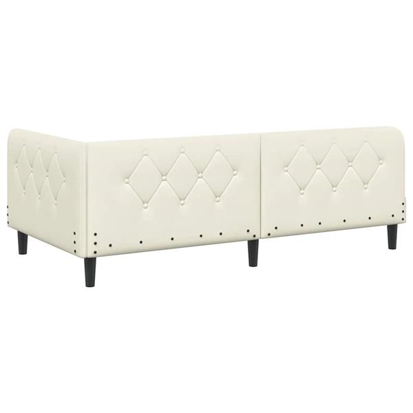 Grote foto vidaxl hoekbedframe met hoofdeinde cr me 90 x 200 cm fluweel antiek en kunst stoelen en banken