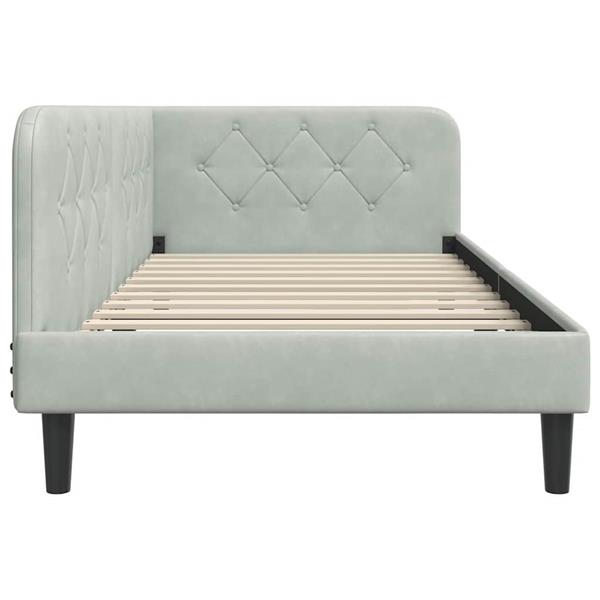 Grote foto vidaxl hoekbedframe met hoofdeinde lichtgrijs 90 x 200 cm fluweel antiek en kunst stoelen en banken