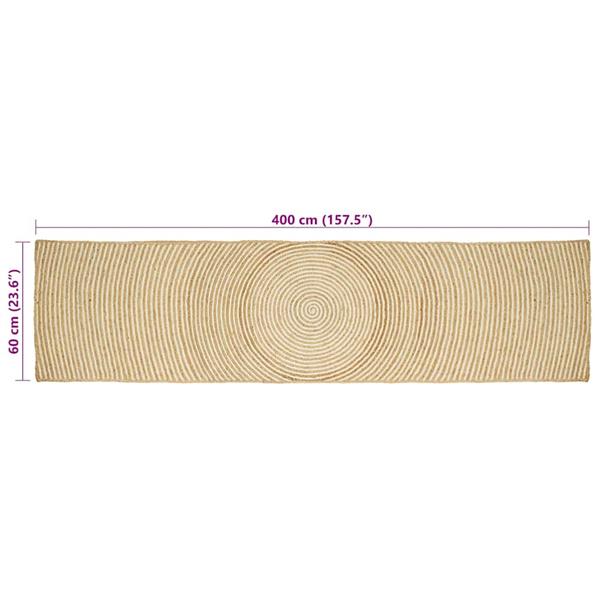 Grote foto vidaxl vloerkleed natuurlijk en wit 60 x 400 cm jute huis en inrichting vloerbedekking en kleden