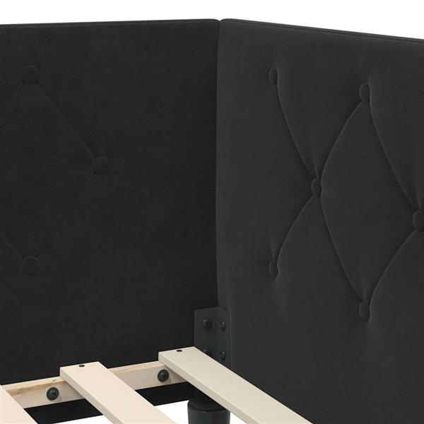 Grote foto vidaxl hoekbedframe met hoofdeinde zwart 90 x 190 cm fluweel antiek en kunst stoelen en banken