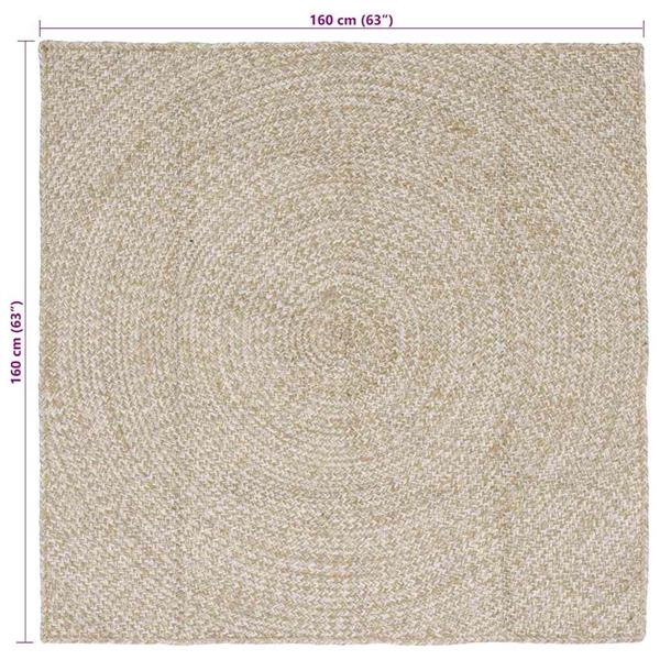 Grote foto vidaxl vloerkleden vierkant natuurlijk en wit 160 x 160 cm jute huis en inrichting vloerbedekking en kleden