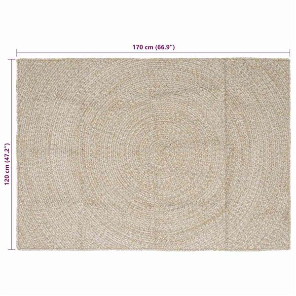 Grote foto vidaxl vloerkleden rechthoekig natuurlijk en wit 120 x 170 cm jute huis en inrichting vloerbedekking en kleden