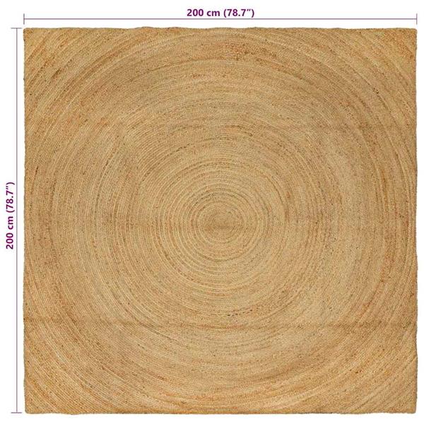 Grote foto vidaxl vloerkleden vierkant bruin 200 x 200 cm jute huis en inrichting vloerbedekking en kleden