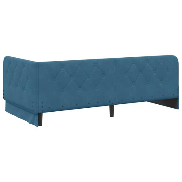 Grote foto vidaxl hoekbedframe met hoofdeinde blauw 100 x 200 cm fluweel antiek en kunst stoelen en banken