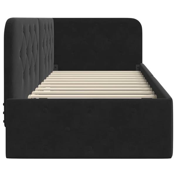 Grote foto vidaxl hoekbedframe met hoofdeinde zwart 80 x 200 cm fluweel antiek en kunst stoelen en banken