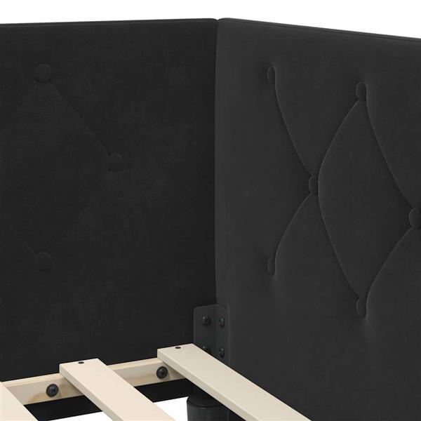 Grote foto vidaxl hoekbedframe met hoofdeinde zwart 80 x 200 cm fluweel antiek en kunst stoelen en banken