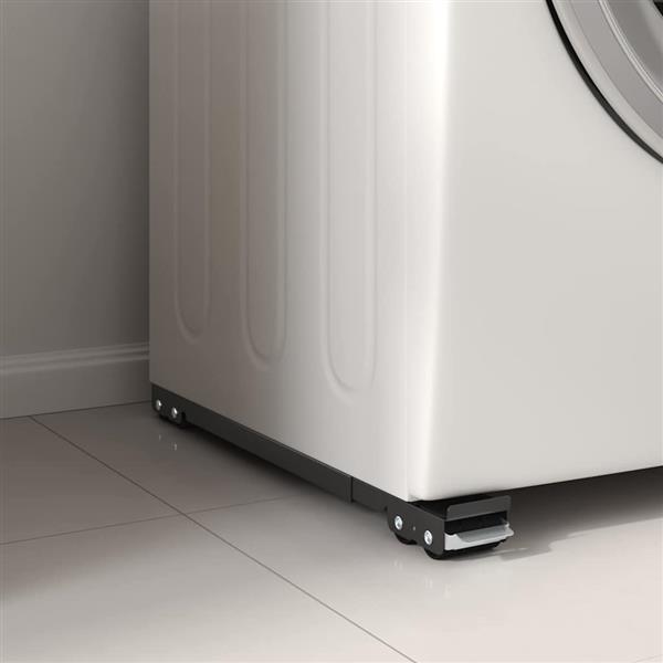 Grote foto vidaxl wasmachinebasis 2 pcs zwart 72 x 5 x 4 5 cm roestvrij staal witgoed en apparatuur wasmachines