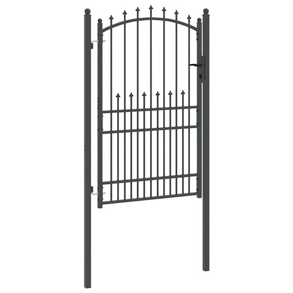 Grote foto vidaxl hekdeur met spijkers grijs 200 x 100 cm poedergecoat staal tuin en terras hekken en schuttingen