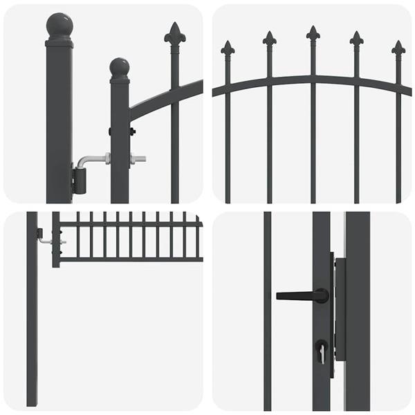 Grote foto vidaxl hekdeur met spijkers grijs 170 x 100 cm poedergecoat staal tuin en terras hekken en schuttingen