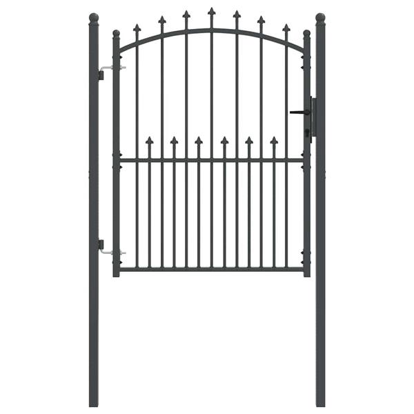 Grote foto vidaxl hekdeur met spijkers grijs 150 x 100 cm poedergecoat staal tuin en terras hekken en schuttingen