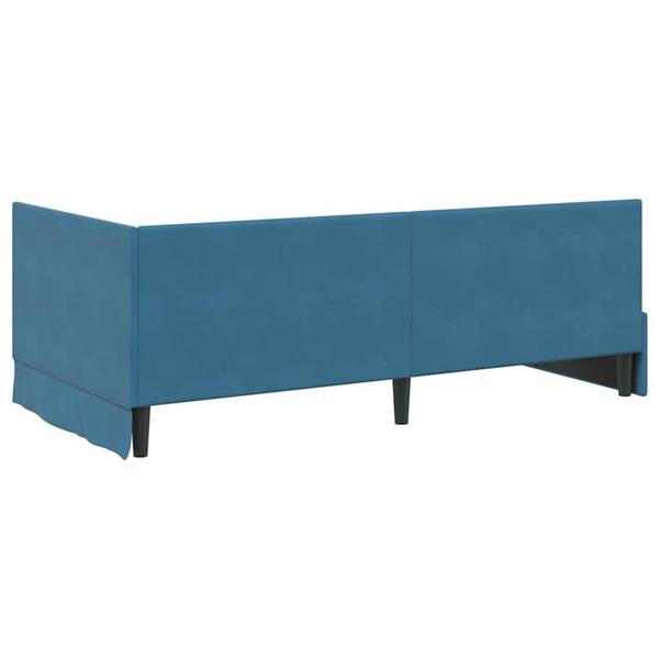 Grote foto vidaxl hoekbedframe met hoofdeinde blauw 90 cm x 200 cm fluweel antiek en kunst stoelen en banken