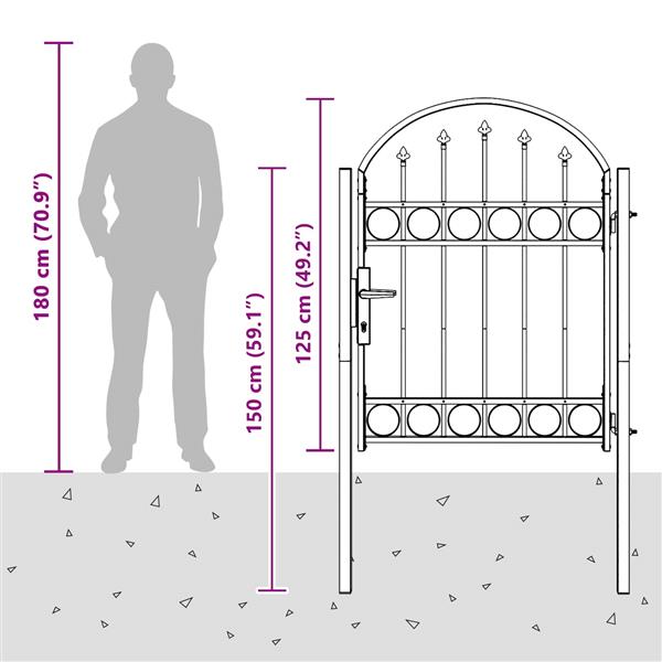 Grote foto vidaxl hekpoort met slot grijs 100 x 125 cm gepoedercoat staal tuin en terras hekken en schuttingen