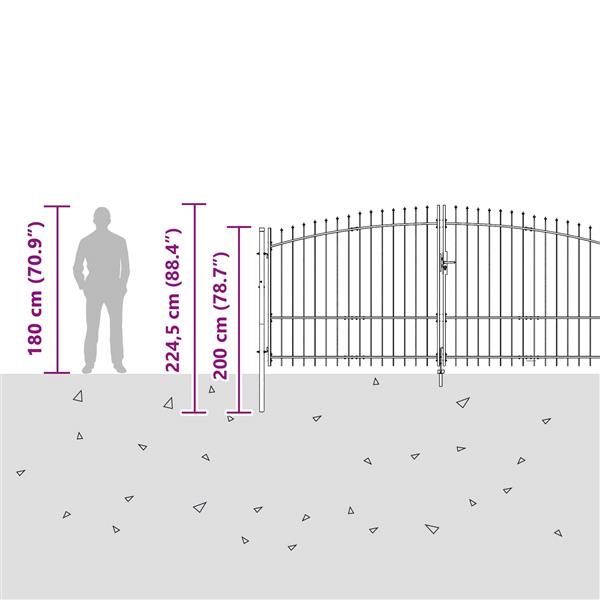 Grote foto vidaxl tuinpoort met slot grijs 150 x 400 cm staal tuin en terras hekken en schuttingen